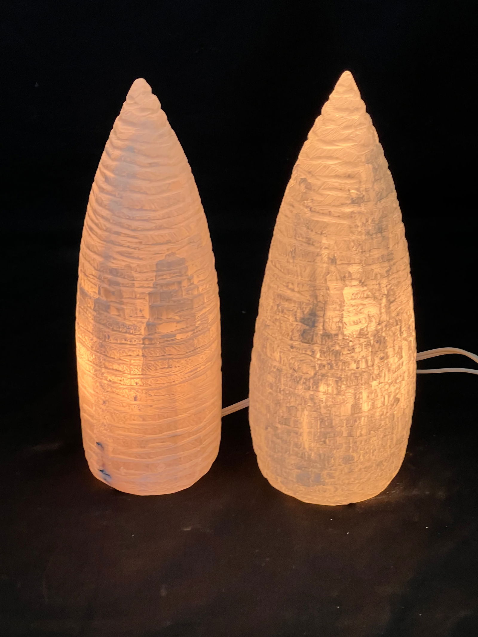 (2)White Cone Salt Rock Lamps, 12"T & 12.5"T (1 of 4)