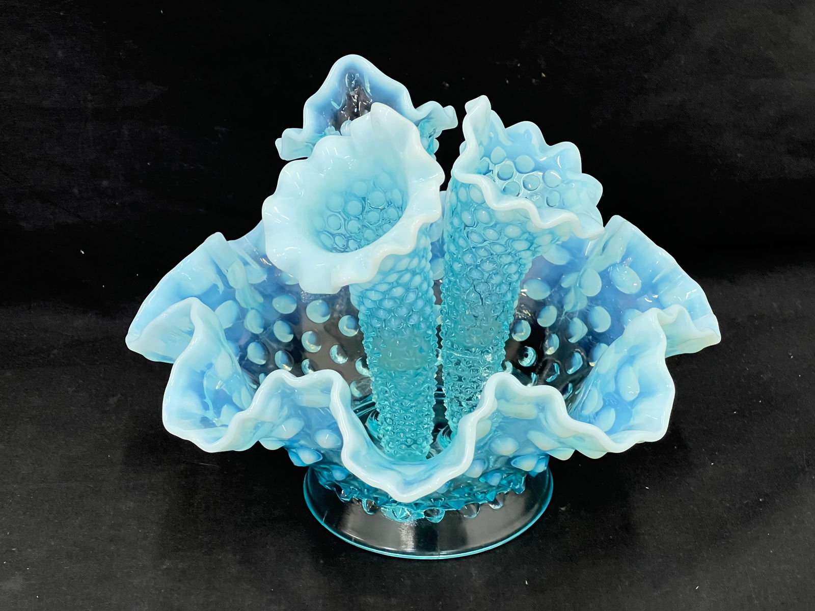 Fenton Epergne Ocean Blue Hobnob 8.25'' x 7.5'' (1 of 3)