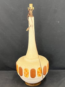MCM Ceramic Table Lamp Tiles & Wood 36''T x 14'' - 1960s Tiles & Wood Mosaic Design Lamp