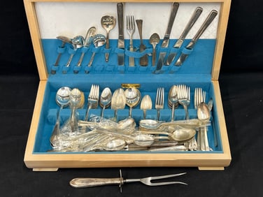 90pcs Asst Silverplated Flatware - Rogers Bros Esqusite + Court Silverplated