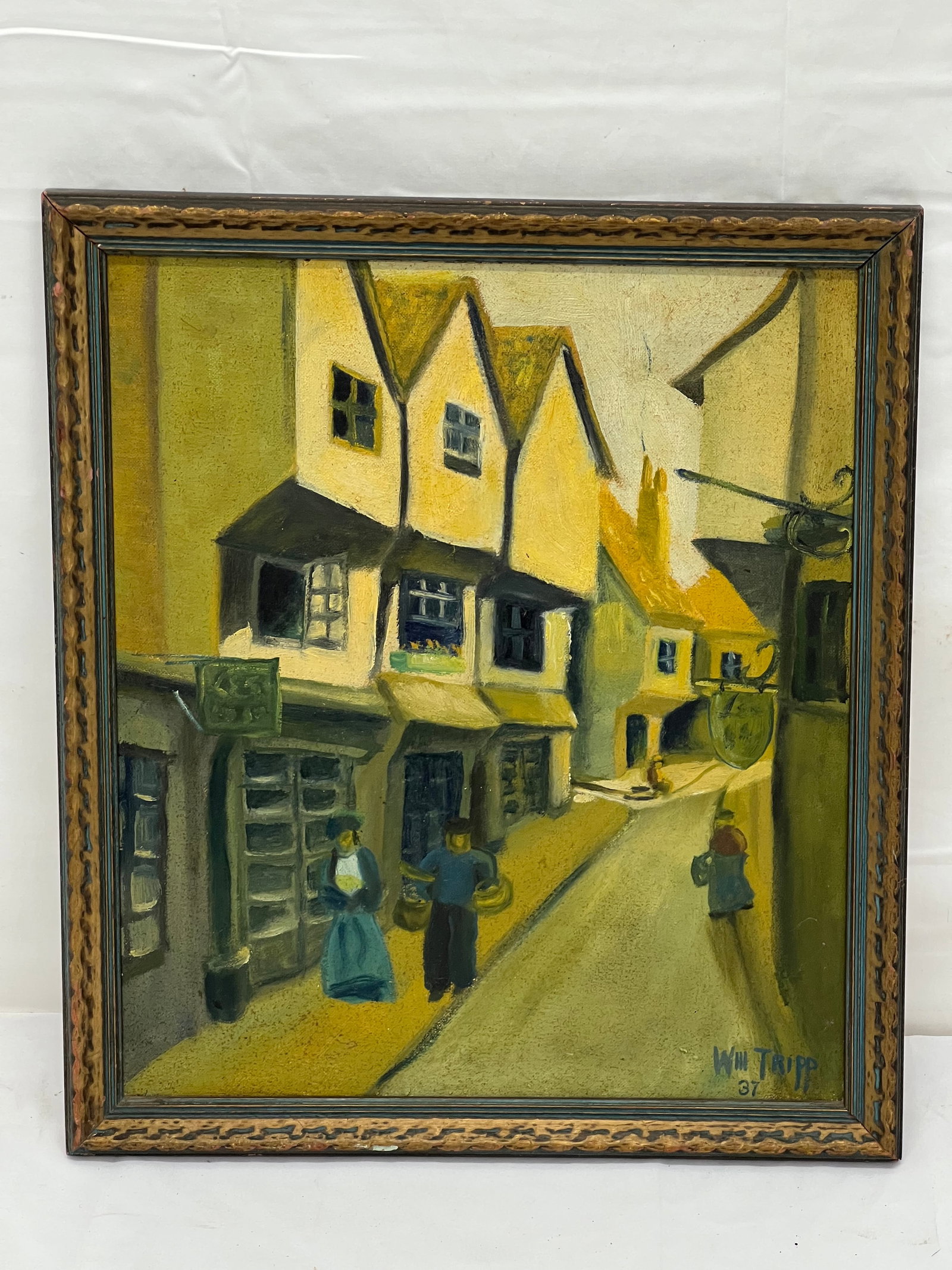 1937 William Henry Tripp Original Oil on Board, Signed - William Henry Tripp(1880-1959) Signed: 1937 William Henry Tripp Original Oil on Board, Signed - William Henry Tripp(1880-1959) Signed Dated 1937 with Newspaper Backing on Board - Framed 14'' x 16'' , Sight 12.75'' x 15''