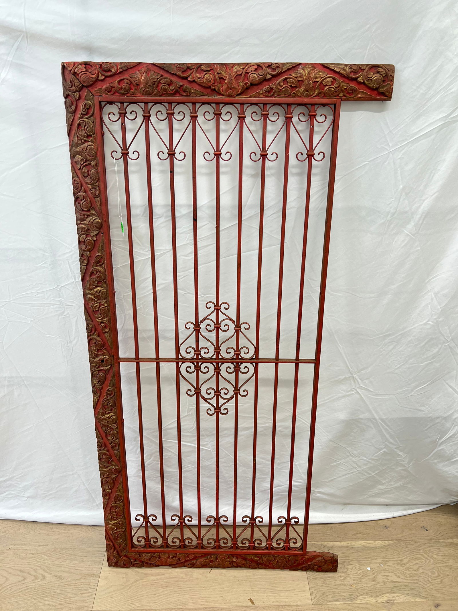 Antique Wrought Iron Wood Architectural/ Garden - Wrought Iron with Wood Frame 27'' x 52.75'' (Pick (1 of 3)