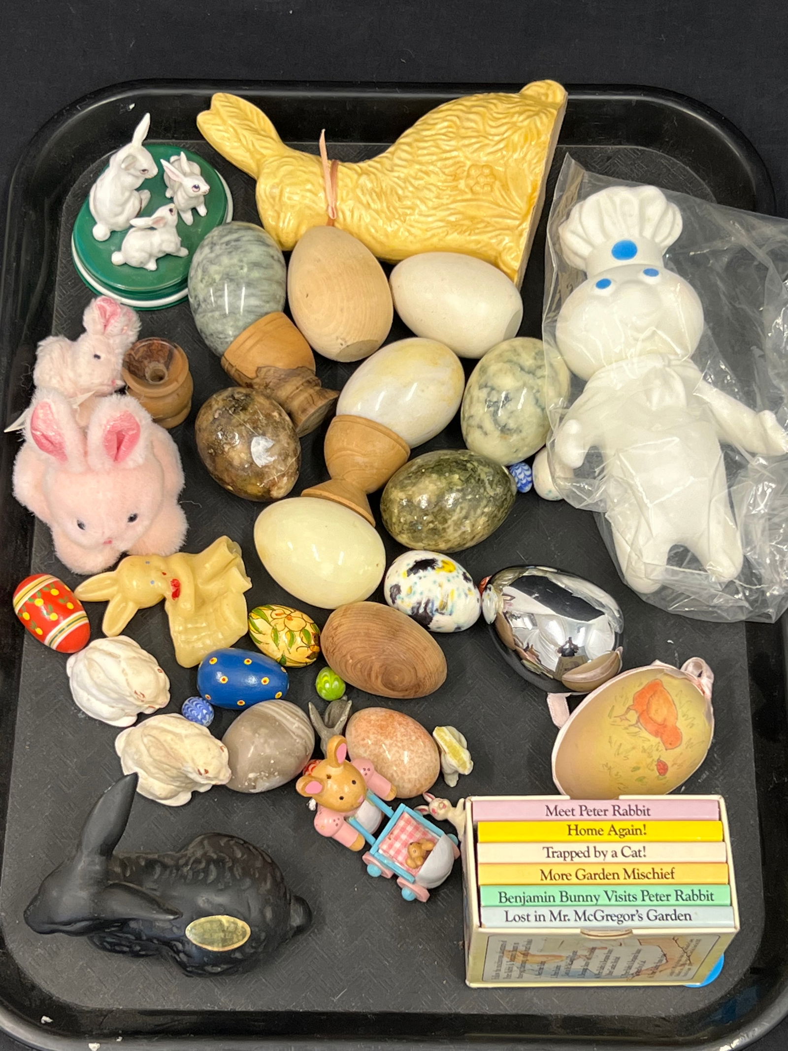 Vintage Rabbit, Bunny Figures, Marble Eggs,More - Marble /Stone , Wood Eggs, Peter Rabbit Book (1 of 6)