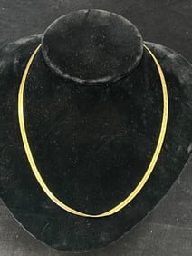 18K Yellow Gold 18''L Herringbone Necklace, TW 8.74g - Hallmarked .750 & Tested