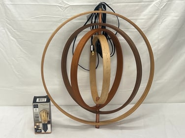 South American Hardwood & Copper Hoop Lamp - Adjustable Hoop Lamp, Steam Molded Hoops - Largest Hoop