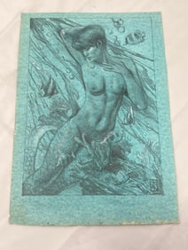 Russell Tripp(1942-2025)Mermaid Compositional Drawing - Pencil Compositinal 13'' x 19''