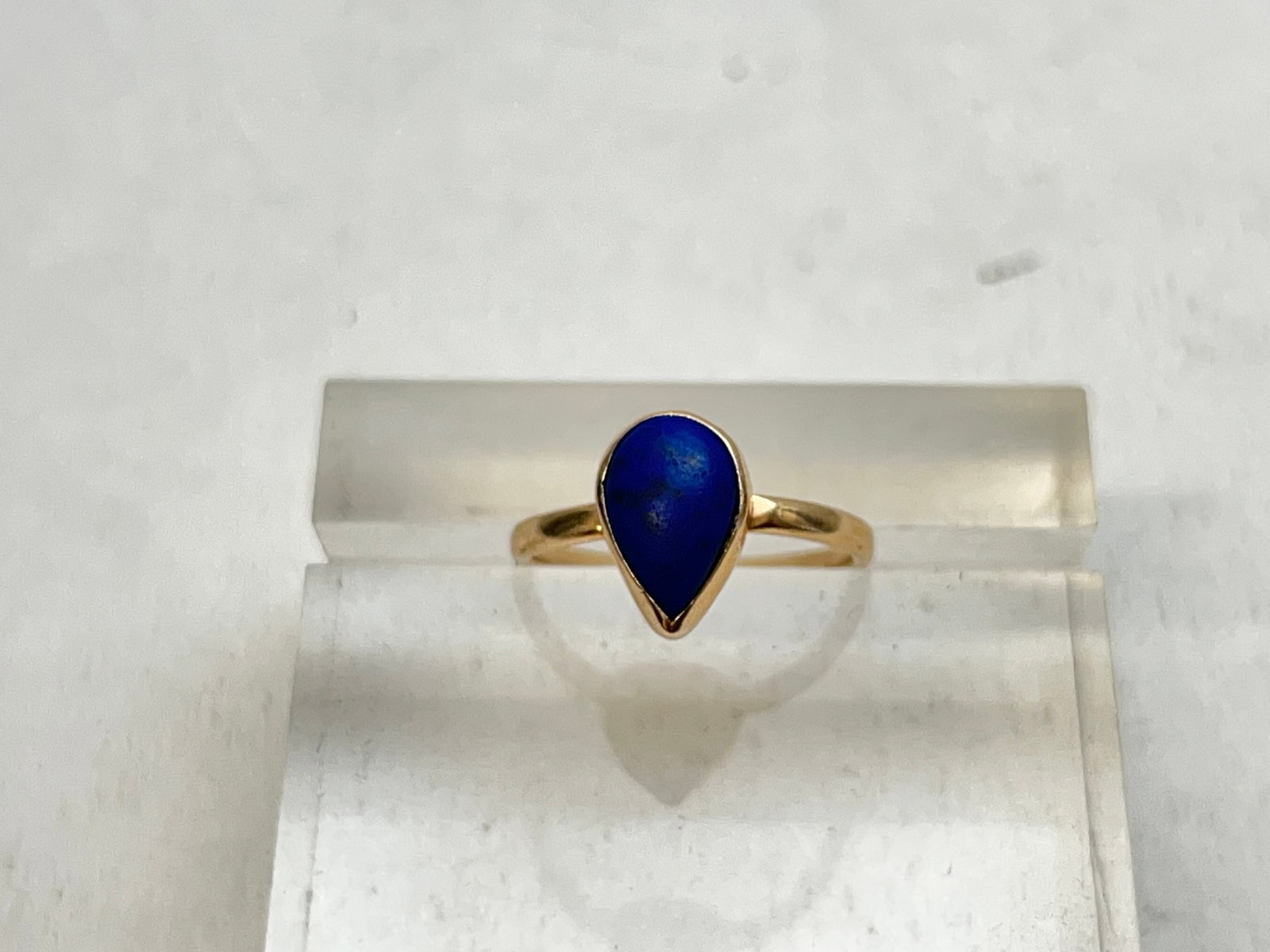 14K Gold Custom Lapis Ring, Sz 4, TW 1.54g (1 of 3)