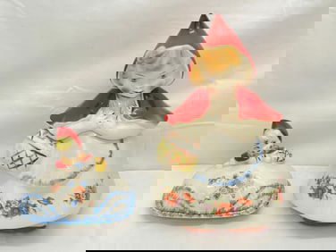 Vintage Little Red Riding Hood Butter Dish & Cookie- Hull Cookie Jar 12.5''T , Butter Dish 7'' x