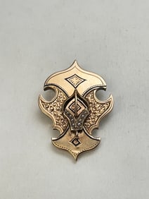 Antique 14K Seed Pearl Enamel Brooch Pin, TW 7.97g - Replaced (Non-Gold)Clasp