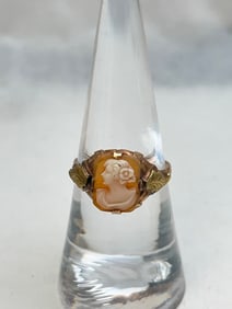 Antique 10K Yellow Gold Cameo Ring, Sz 7