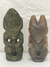 (2)Chinese Hardstone Carved Figures 5.75'' x 6.5'' -