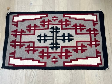 Navajo Handwoven Four Center Rug 33'' x 66''
