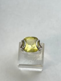 Large Citrine Ring in Sterling Silver, Sz 7