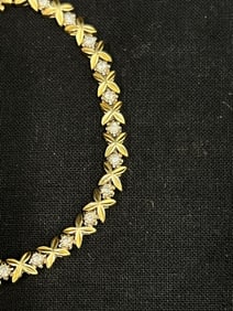 14K Yellow Gold Diamond Tennis Bracelet 8''L - (27)Diamonds Set in 14K Gold Weighing 13.15g TW
