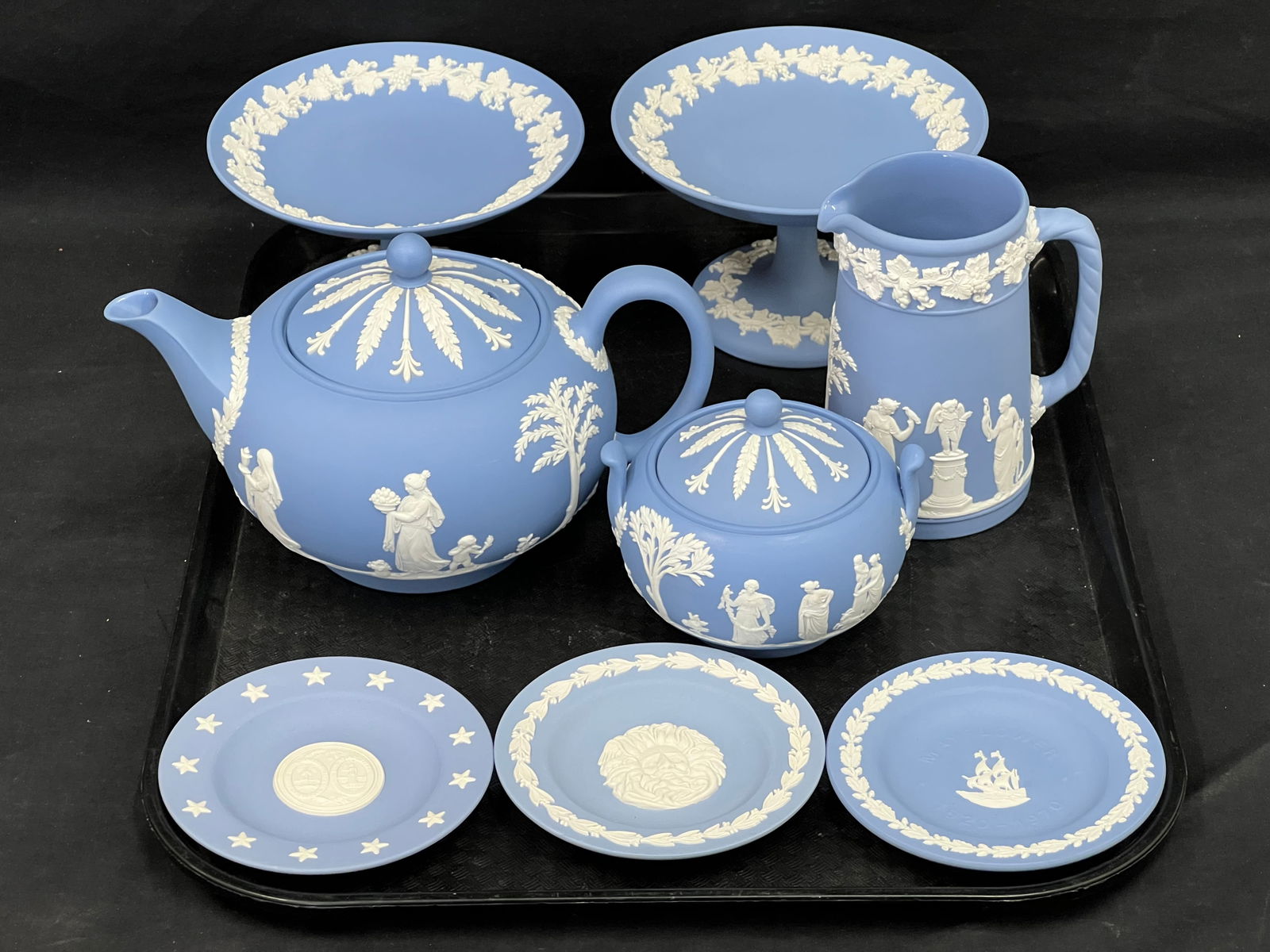 8pcs Wedgwood Blue Jasper - Pr Compotes, Tea / Coffee, Creamer, Sugar, Small Dishes Condiment, Salts (1 of 6)