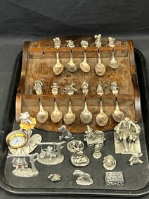 Vtg Beatrice Potter Sculptured Spoon & Pewter Figures - Beatrice Potter Spoons, Asst Pewter Figures,