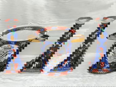 Neiman Marcus Vintage Candlesticks & Centerpiece - Handpainted, Hallmarked & Stamped - Candlesticks