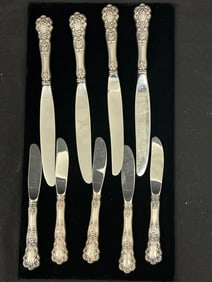 (9)Sterling Handled Gorham Buttercup Knives, TW 458.4g - Sterling Silver Handled Gorham (4)Dinner