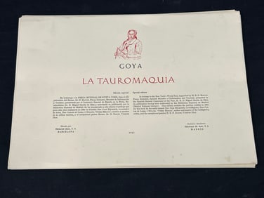 Francisco De Goya 'La Tauromaquia' Etchings - 1965 Worlds Fair Edition #1-33 and A - G (Complete)