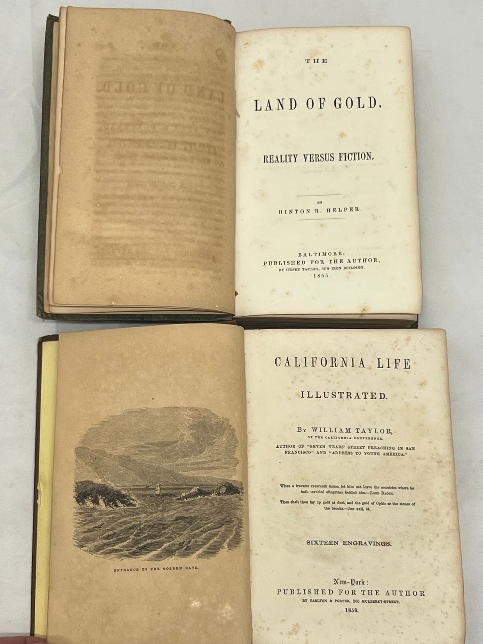 1855 Land of Gold Book + 1958 California Life Book - 1858 William Taylor ''California Life''+ 1855 (1 of 11)