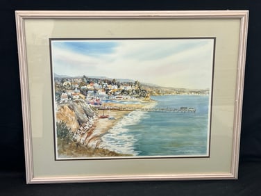 Signed Sally Bookman Capitola Wharf Lithograph - Framed & Matted 23.5'' x 29.5'' - Signed #d 115 /