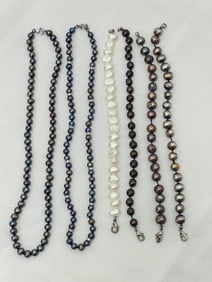 Vintage Pearl Necklaces / Bracelets - (4)Bracelets 7'' to 8.5'', (2)Necklaces