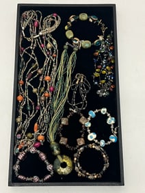 Asst Art Glass + Bead Jewelry - Necklaces + Bracelets