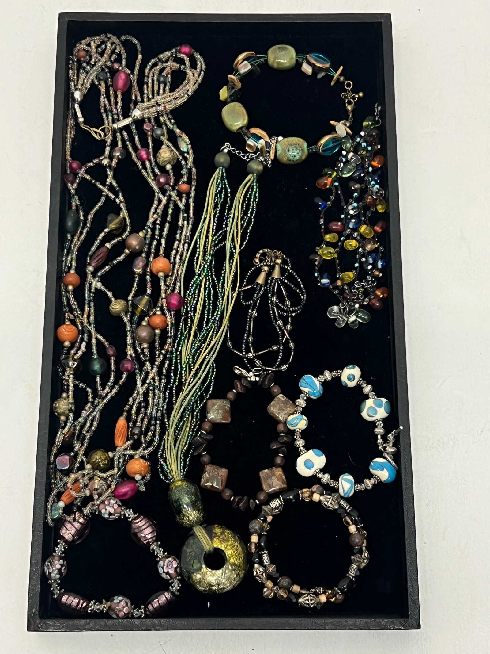 Asst Art Glass + Bead Jewelry - Necklaces + Bracelets: Asst Art Glass + Bead Jewelry - Necklaces + Bracelets