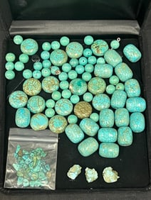 Lot Asst Turquoise Beads for Jewelry Making - Sizes .25'' & .75''