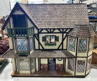 Doll House with Furniture 38'' x 19'' x 30'' - Doll House with Attached Wood Stove, Tub, Bathroom