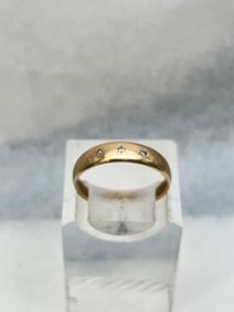 14K Yellow Gold Vintage Band Ring with Diamonds - TW 2.72g , Sz 8.5