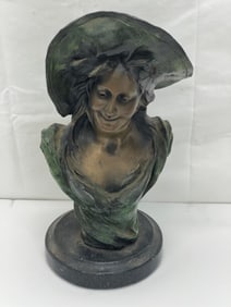 V.Bruyneel Signed Bronze Lady Bust 11.5''T - Signed on Side