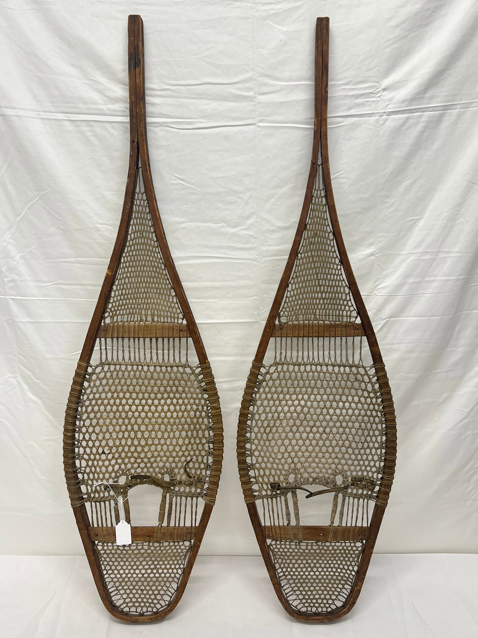 Antique Rawhide Wooden Snowshoes 12'' x 42.5''L (1 of 6)