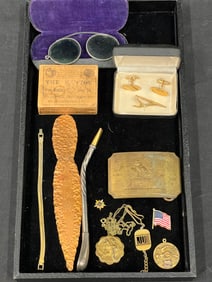 Antique/Vtg - Medallions,Bombilla,Copper,Wells Fargo,More - German St. Christopher in the Mountains