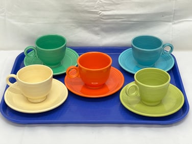 Vintage Fiesta Cups with Saucers - Asst Colors