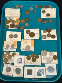 Asst Antique/ Vintage Coins From Around World - Asia, Africa, England, France, Mexico + More