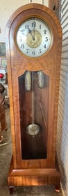 1919 Era German Grandfather Clock, Key - Original Sticker on Back - 18.25'' x 9.75'' x 75'' ( Pick