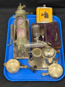 Antique Quakery / Medical Items - Aspirateur Dieulafoy, Pink Glass Suction Pump, Nebulizer, Eye