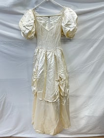 Vintage Jessica McClintock Wedding Dress Sz S - Draped with Lace Front with Pearl Button Sleeve