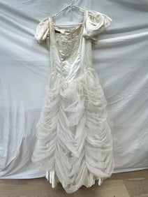 Jessica McClintock Vintage Wedding Dress, Sz S/M - Rhinestones & Organza Lace with Pearls