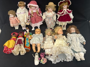 Lot Vintage Dolls, Various Makers,Composition,Sizes - (12)Asst Tomy, Gorham, Alexander, Heritage &