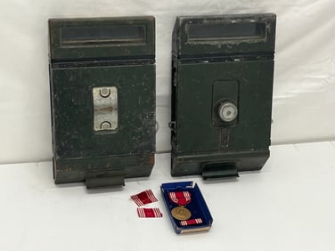 (2)WWII M-6 Tank Periscopes, Medal - Stock #7578357 on Plaque with FOR Good Conduct Medal