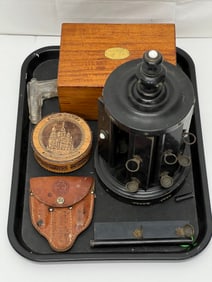 Atq Pipe Holder, Geo Schrade Boy Scout Boxes,More - Atq Rotating Ebony Colored Pipe Holder (Needs