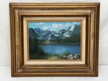 Signed ''Mayo'' Acrylic 'Rocky Mountain Park' - Signed Lower Left 1974 Mayo, On Back 'Helen Mayo' -
