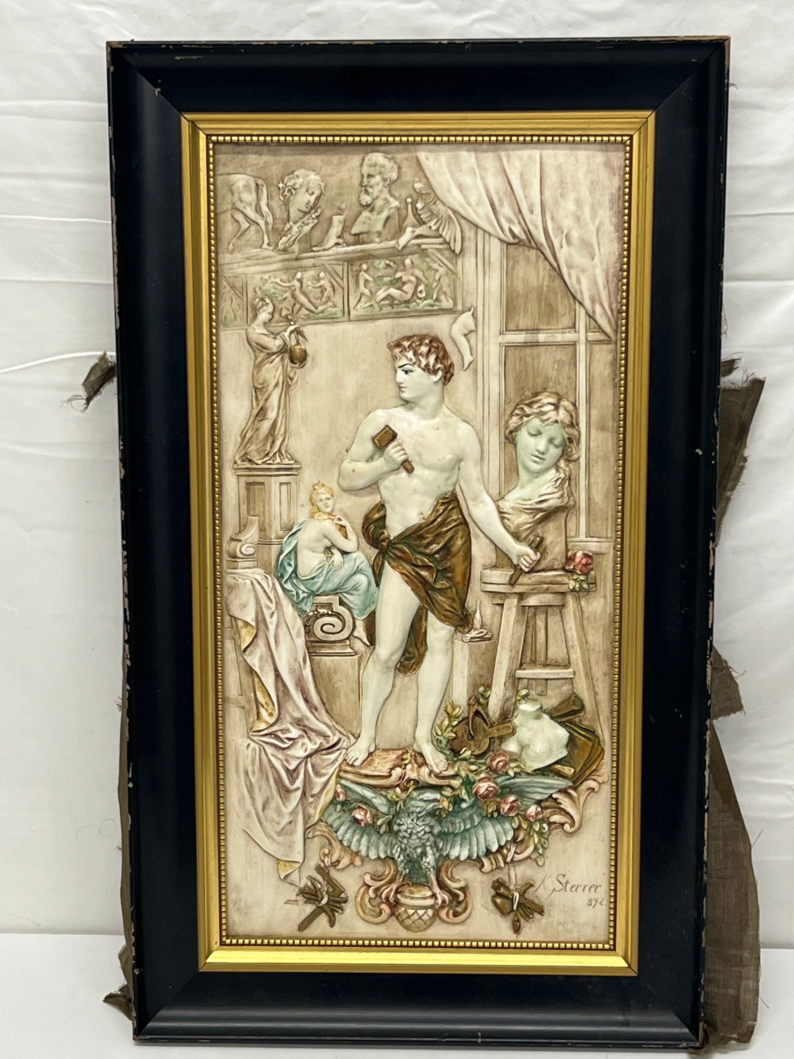 Karl Sterrer (1844-1918) Relief Panel - K.Sterrer & J.Kalmar in Lower Left , Sight 12.5'' x 24'' , (1 of 4)