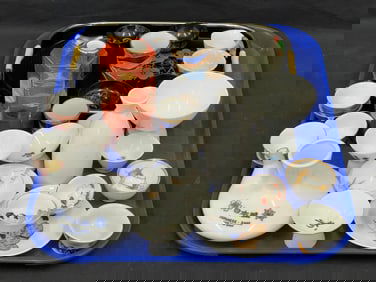 Lot vtg Sake,Rice Bowls, Tray - Asst Makers, Some Signed