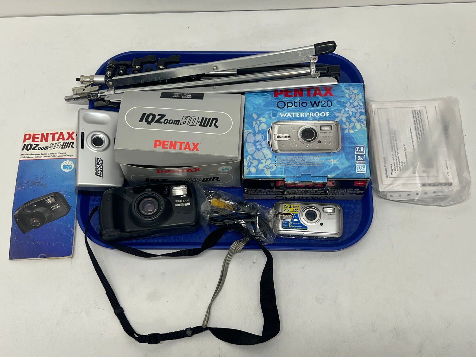 (3)Cameras- (2)are Pentax with Boxes,Manual,Tripods- Pentax Zoom 90WR, Pentax Waterproof Optio W20 , (1 of 8)