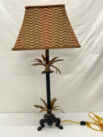 Frederick Cooper Double Palm Footed Lamp - Two Gold Tone Palm Leaves - Footed Base w/ Frederick