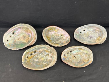 (5)1930s Era Abalone Seashells - 8.75'' x 7'' to 7.5'' x 5.5''