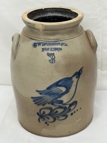 H.W. Broughton & Co. Fair Haven 3Gal. Stoneware Crock - 3 Gallon Crock with Blue Bird Design 13''T